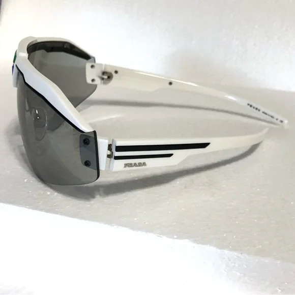 🆕 Prada white, blue & green Shield Sunglasses - Picture 8 of 16